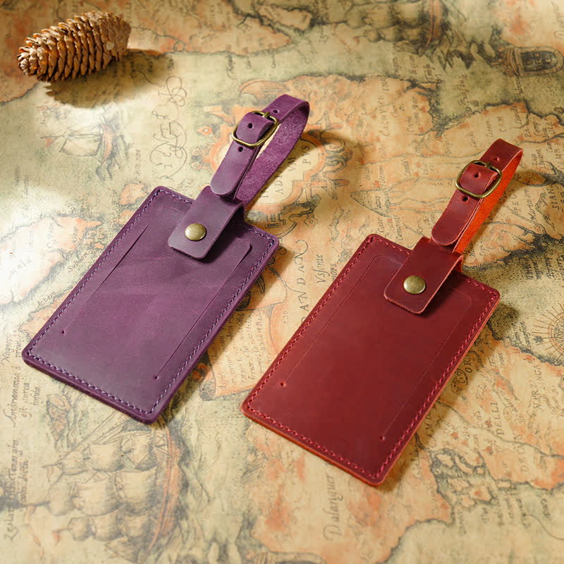 Étiquette de bagage en cuir de vachette recto verso avec texte personnalisé - image 4