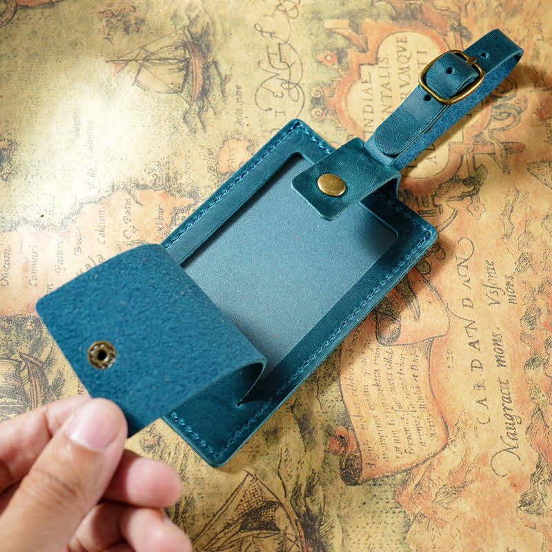 Étiquette de bagage en cuir de vachette recto verso avec texte personnalisé - image 7