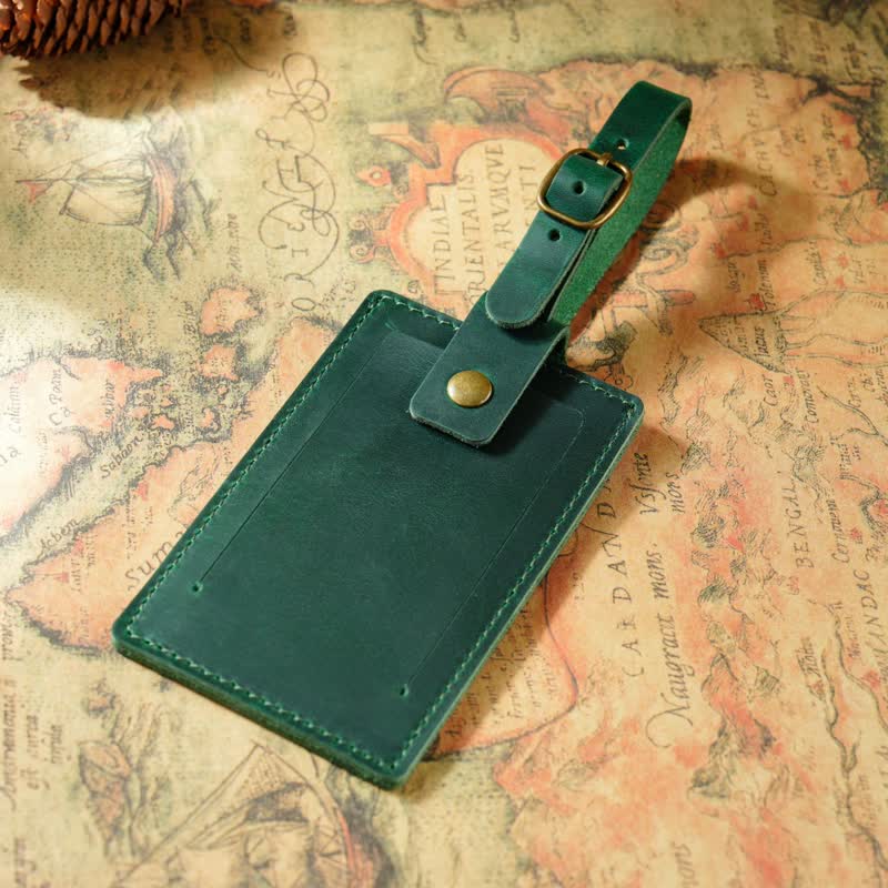 Étiquette de bagage en cuir de vachette recto verso avec texte personnalisé - Vert - image 11