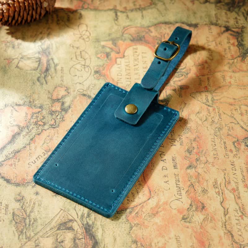 Étiquette de bagage en cuir de vachette recto verso avec texte personnalisé - image 13