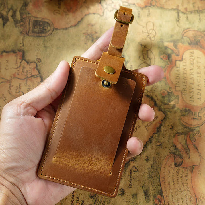 Étiquette de bagage en cuir de vachette recto verso avec texte personnalisé - image 5