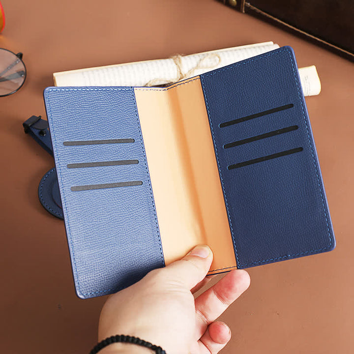 Lot de 2 étuis de passeport de couleur unie et étiquette de bagage en cuir motif cœur