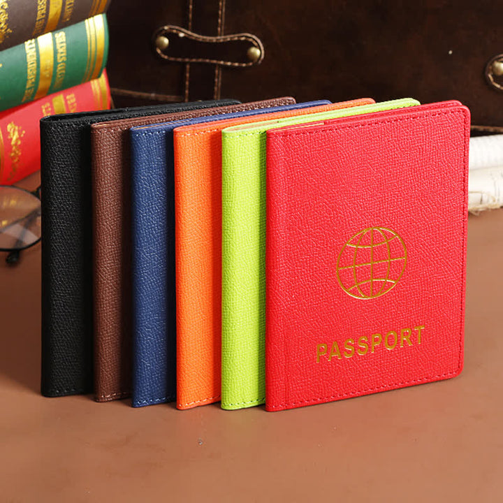 Lot de 2 étuis de passeport de couleur unie et étiquette de bagage en cuir motif cœur