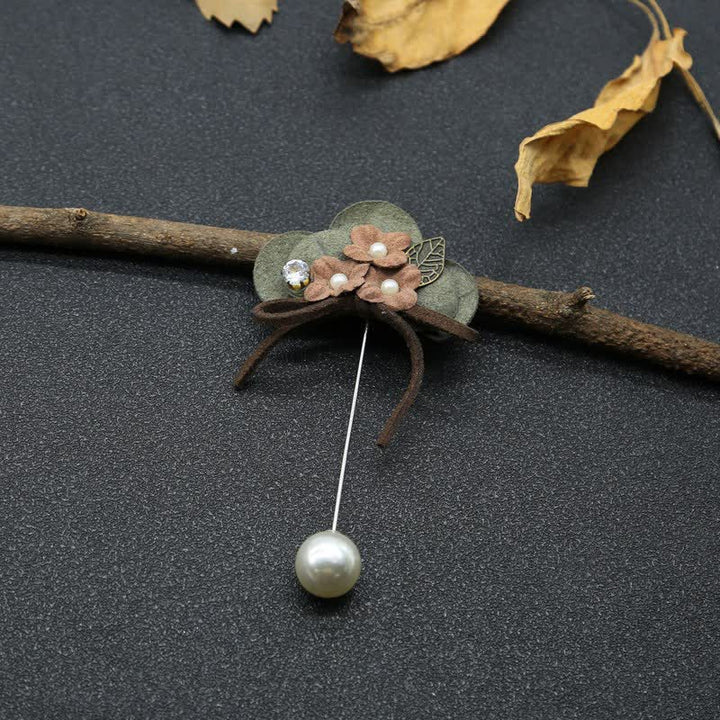 Broche en tissu à fleurs vert foncé, design original pour mariage