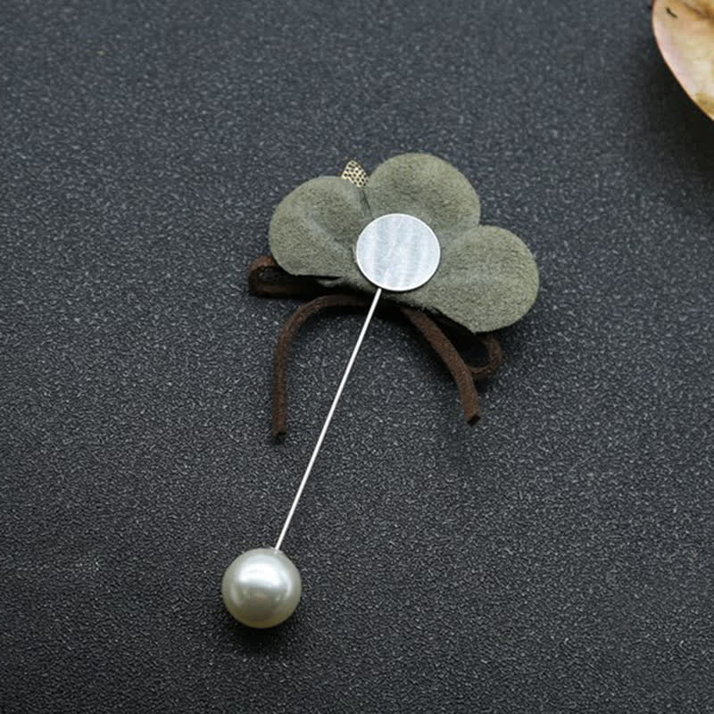 Broche en tissu à fleurs vert foncé, design original pour mariage