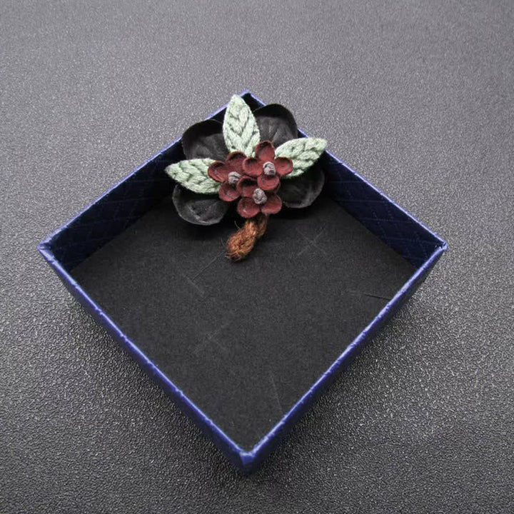 Broche en tissu à motif de marguerite rouge pour mariage
