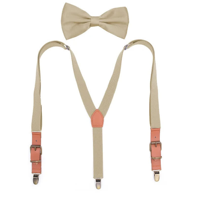 Ensemble de 2 bretelles réglables avec nœud papillon et 3 clips, monogramme personnalisé