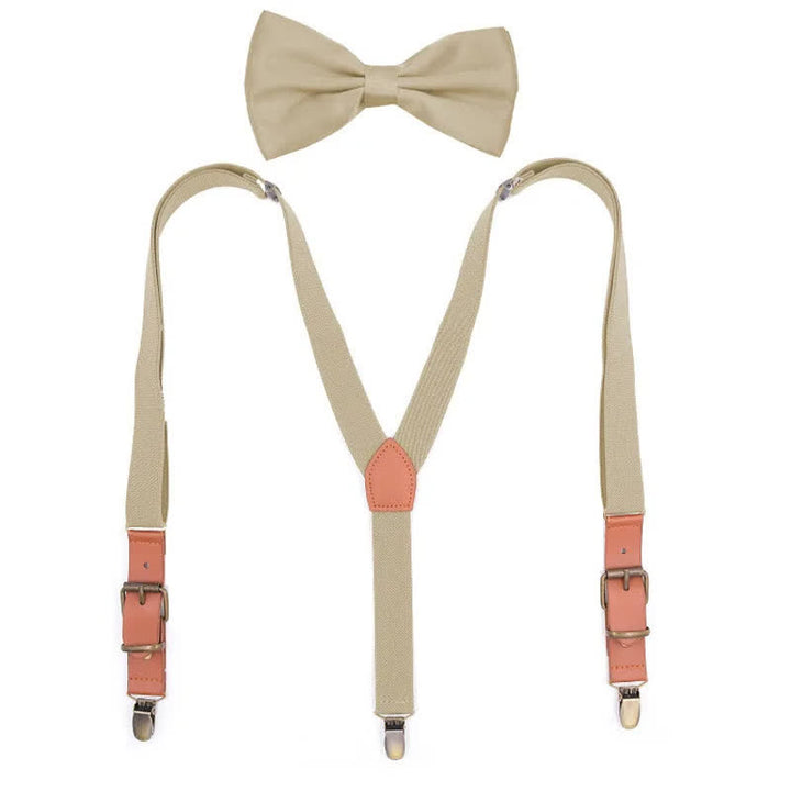 Ensemble de 2 bretelles réglables avec nœud papillon et 3 clips, monogramme personnalisé