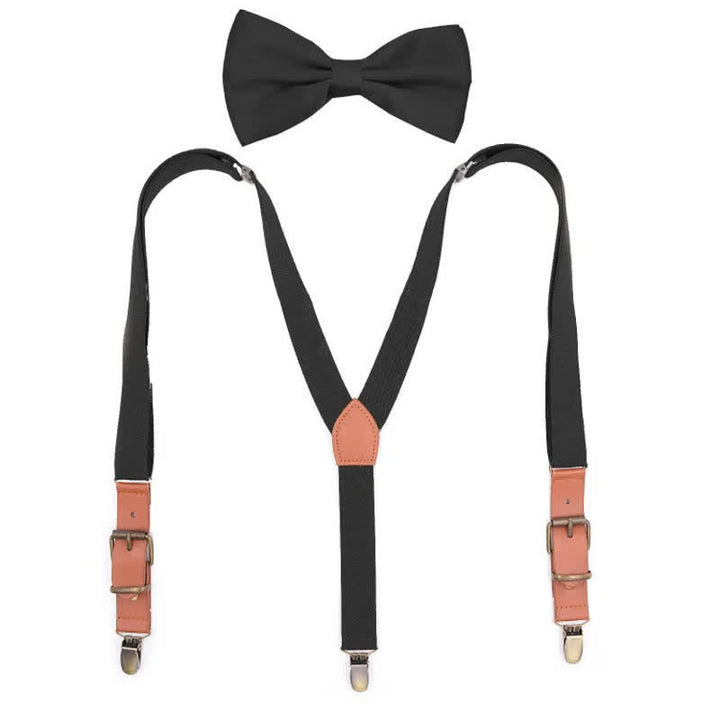 Ensemble de 2 bretelles réglables avec nœud papillon et 3 clips, monogramme personnalisé