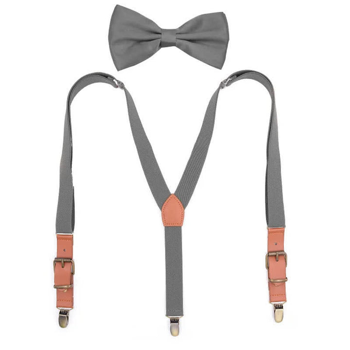 Ensemble de 2 bretelles réglables avec nœud papillon et 3 clips, monogramme personnalisé