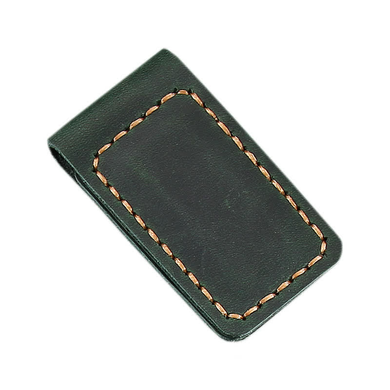 Pince à billets magnétique en cuir avec nom personnalisé, idée cadeau de mariage - Vert foncé - image 9