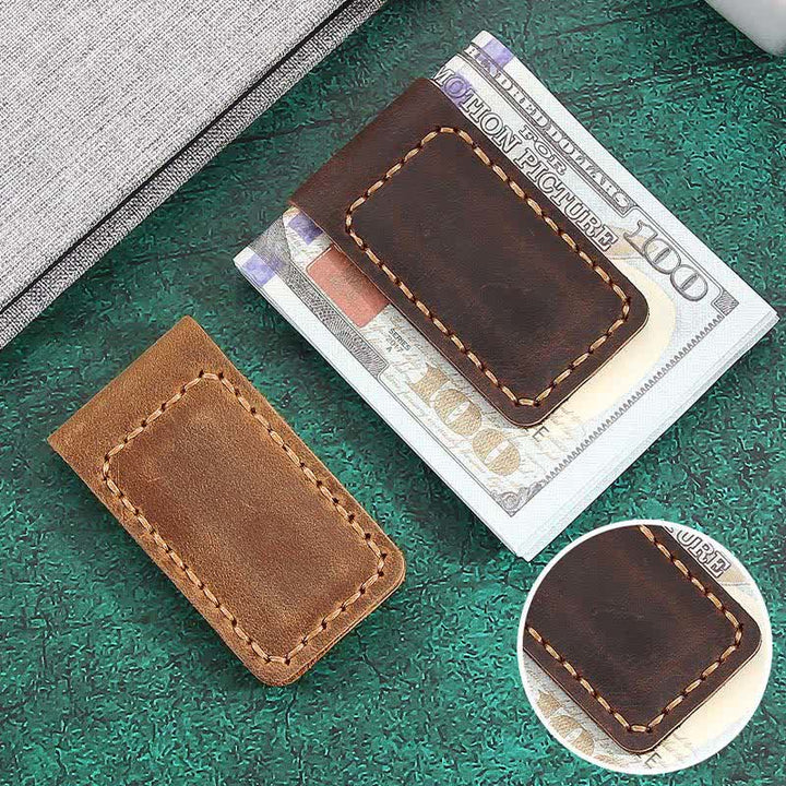 Pince à billets magnétique en cuir avec nom personnalisé, idée cadeau de mariage - image 1