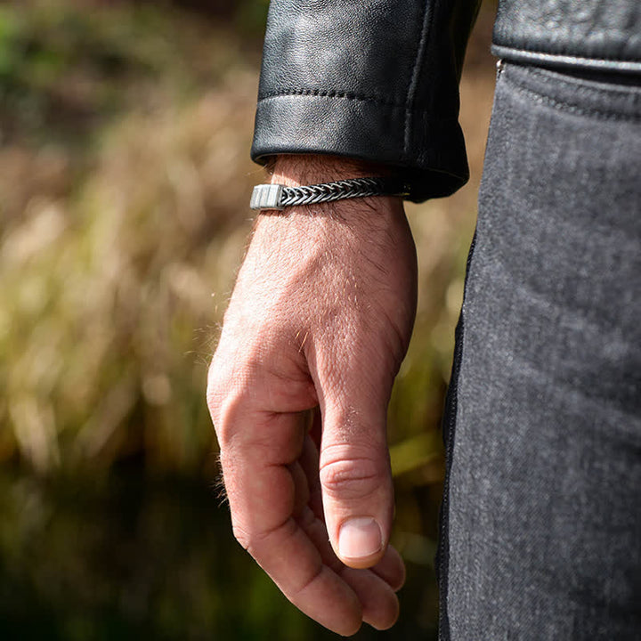 Bracelet en acier inoxydable avec perles personnalisées et nom de famille pour papa