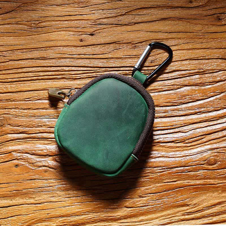 Porte-clés à fermeture éclair, coque, pièce de monnaie, sac en cuir véritable