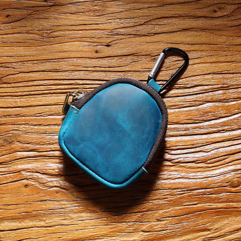 Porte-clés à fermeture éclair, coque, pièce de monnaie, sac en cuir véritable