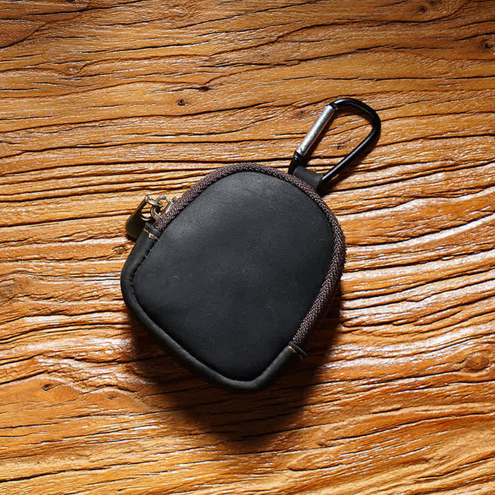 Porte-clés à fermeture éclair, coque, pièce de monnaie, sac en cuir véritable