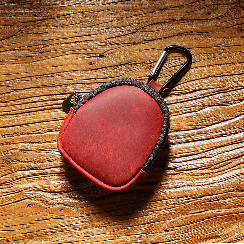 Porte-clés à fermeture éclair, coque, pièce de monnaie, sac en cuir véritable