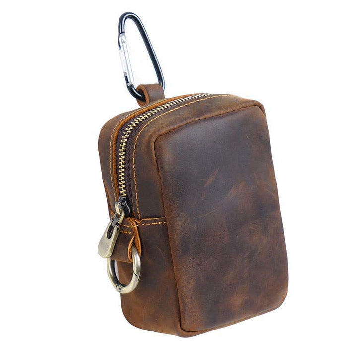 Mini sac banane Cube Outdoor Zipper Coin en cuir véritable