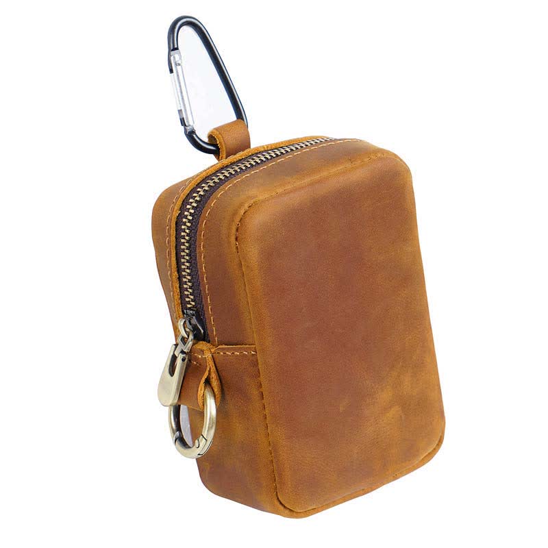 Mini sac banane Cube Outdoor Zipper Coin en cuir véritable