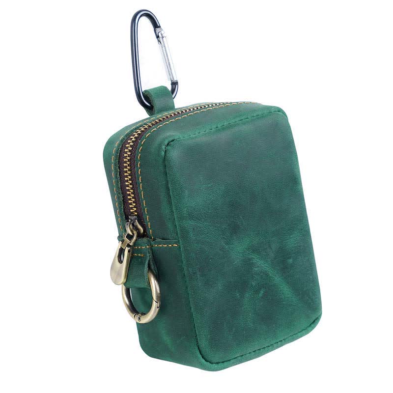 Mini sac banane Cube Outdoor Zipper Coin en cuir véritable