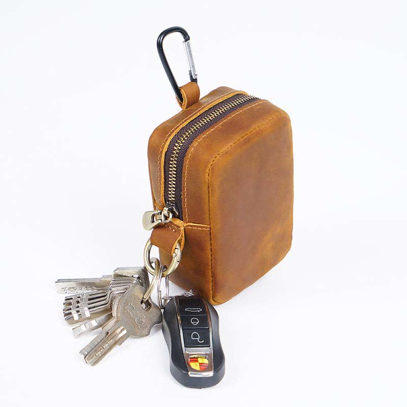 Mini sac banane Cube Outdoor Zipper Coin en cuir véritable