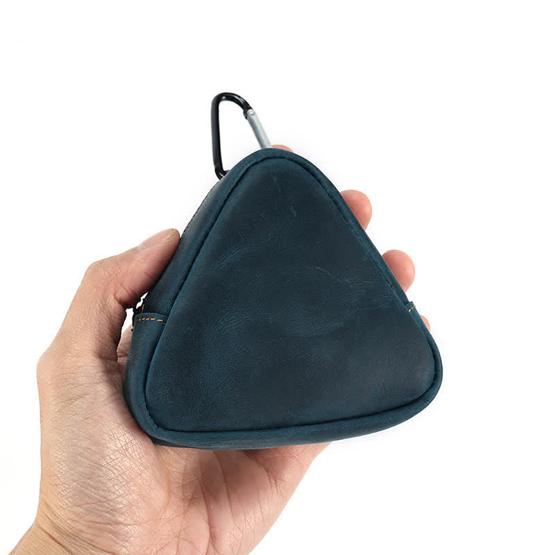 Petit portefeuille triangulaire en cuir avec poche zippée