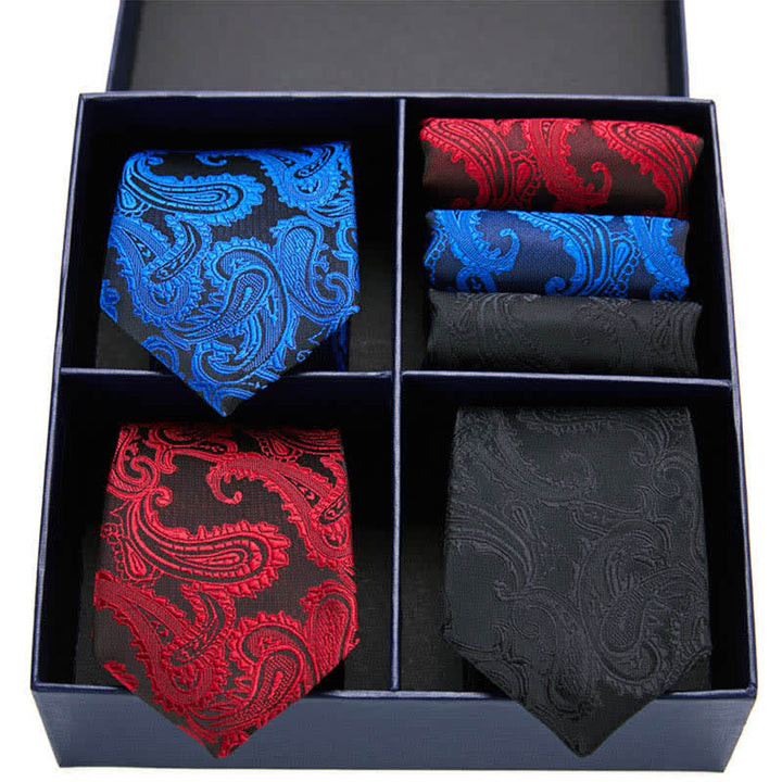 Ensemble de 6 mouchoirs de poche pour cravates Paisley pour hommes, coffret cadeau à quatre compartiments