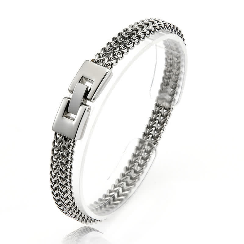 Bracelet en acier inoxydable avec nom personnalisé et chaîne en queue de renard
