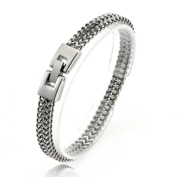 Bracelet en acier inoxydable avec nom personnalisé et chaîne en queue de renard