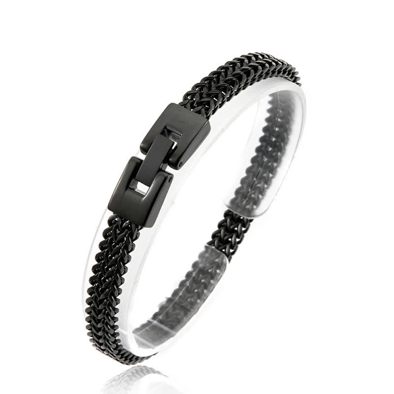Bracelet en acier inoxydable avec nom personnalisé et chaîne en queue de renard