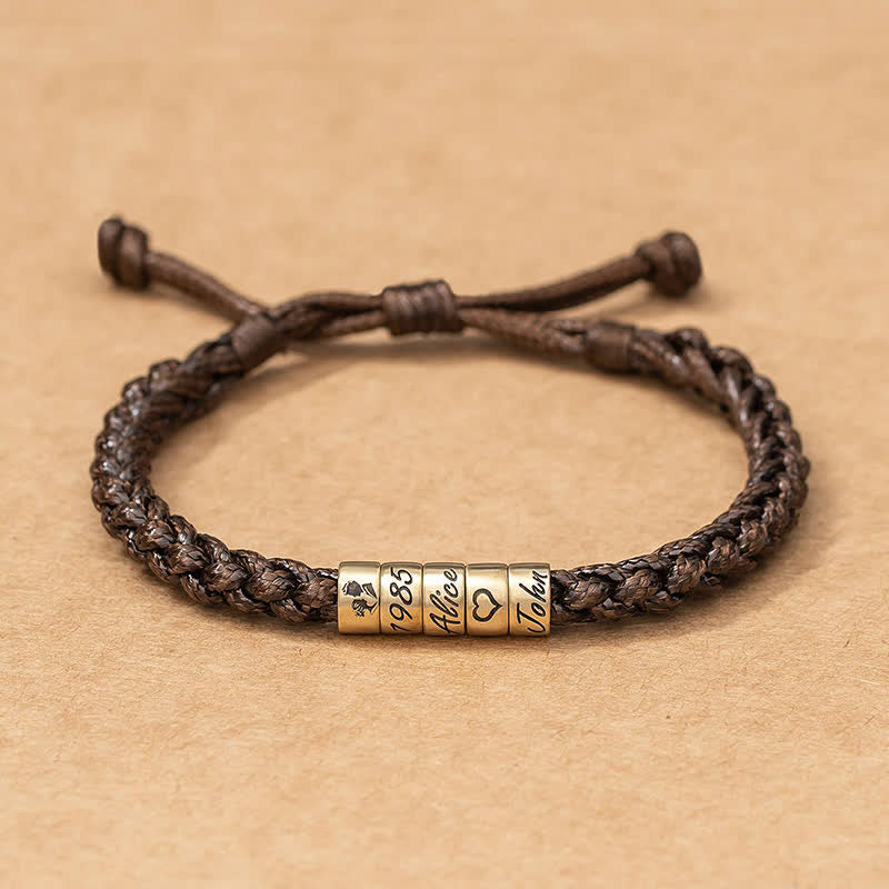 Bracelet en corde avec symbole personnalisé et nom