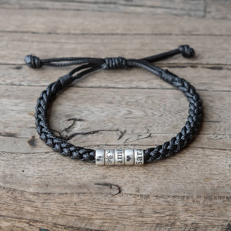 Bracelet en corde avec symbole personnalisé et nom