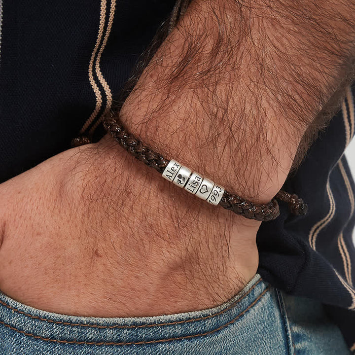 Bracelet en corde avec symbole personnalisé et nom