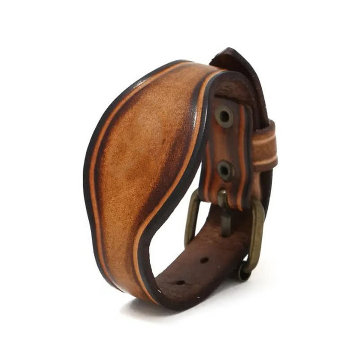 Bracelet rétro en cuir marron gravé au laser avec nom personnalisé