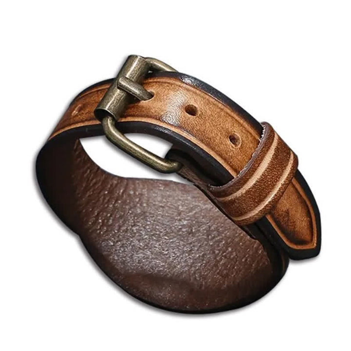 Bracelet rétro en cuir marron gravé au laser avec nom personnalisé