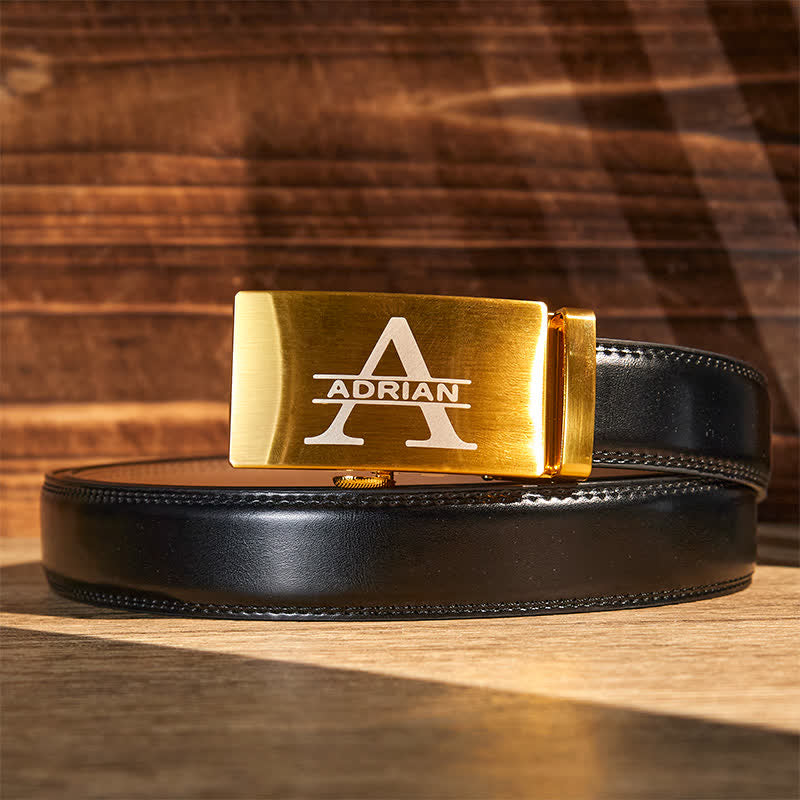 Idée cadeau personnalisée en or, ceinture en cuir à boucle automatique personnalisée à faire soi-même - image 1