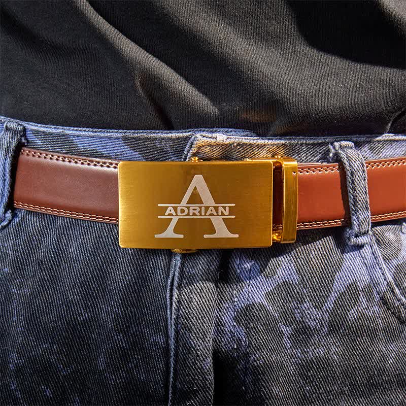 Idée cadeau personnalisée en or, ceinture en cuir à boucle automatique personnalisée à faire soi-même - image 8