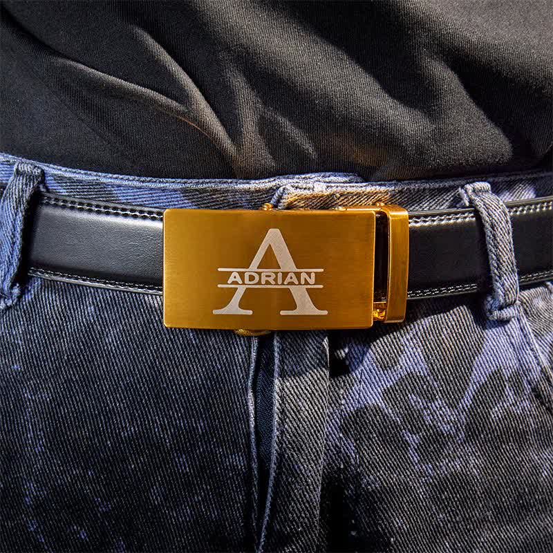 Idée cadeau personnalisée en or, ceinture en cuir à boucle automatique personnalisée à faire soi-même - image 2