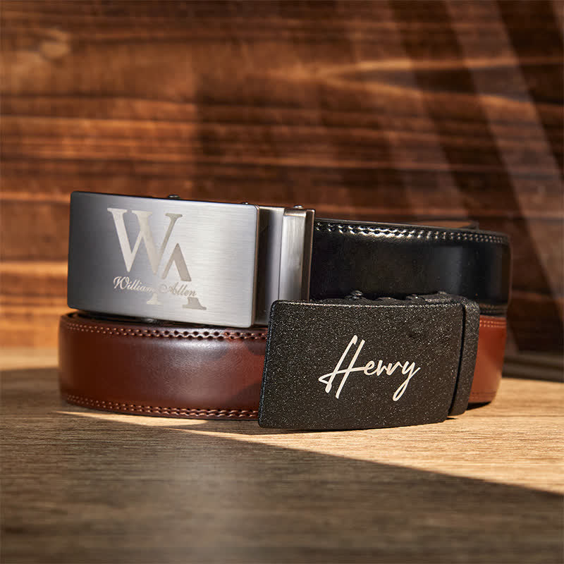 Idée cadeau personnalisée Ceinture en cuir à boucle automatique DIY personnalisée - image 1
