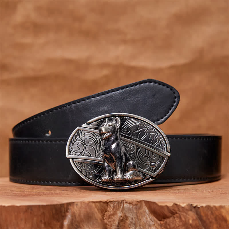 Ceinture en cuir pour couteau pliant dissimulé « Loyal Dog » à monter soi-même - Chien fidèle - Ceinture en PU noir - 42 - image 3