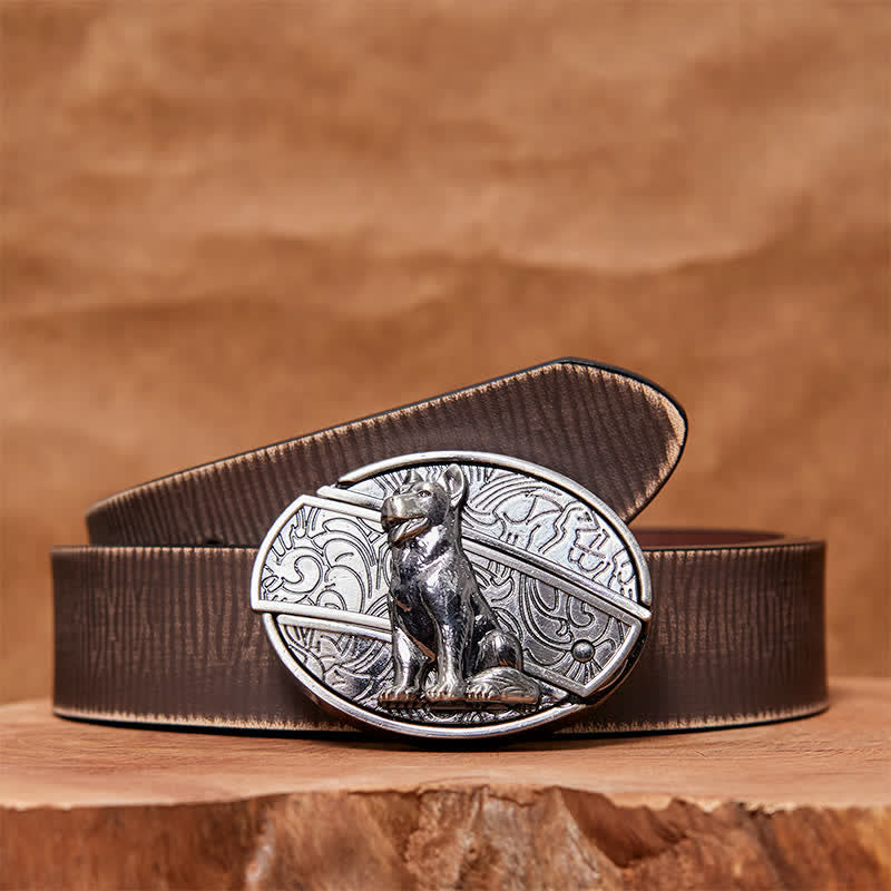 Ceinture en cuir pour couteau pliant dissimulé « Loyal Dog » à monter soi-même - Chien fidèle - Ceinture marron vieillie - 42 - image 7