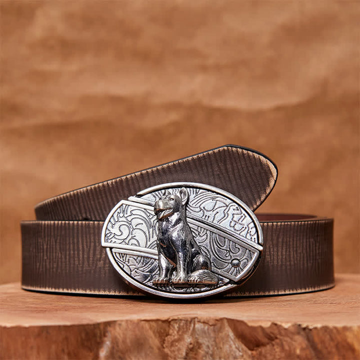 Ceinture en cuir pour couteau pliant dissimulé « Loyal Dog » à monter soi-même - Chien fidèle - Ceinture marron vieillie - 42 - image 7