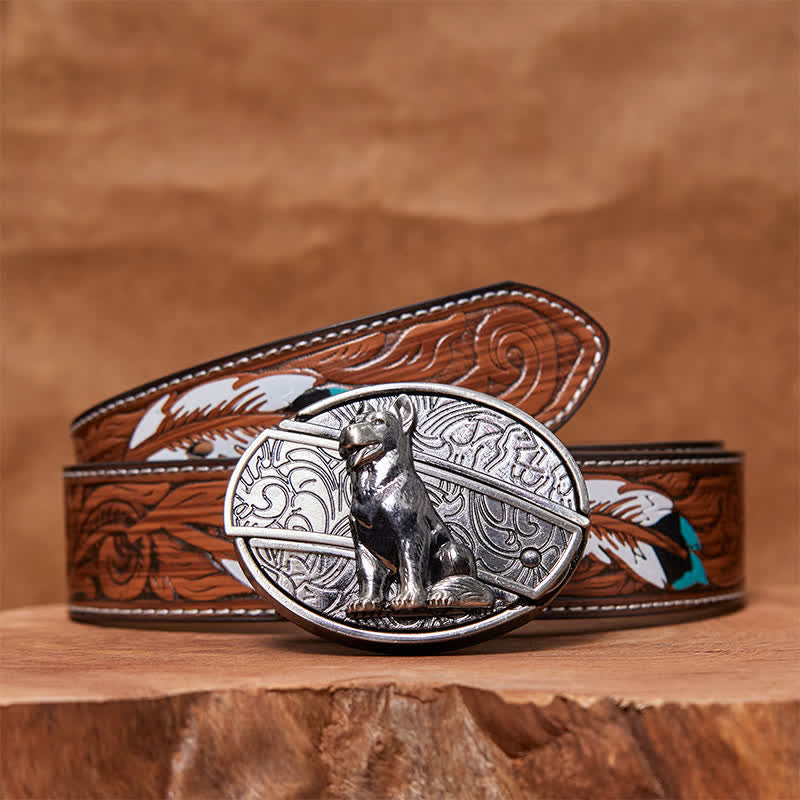Ceinture en cuir pour homme avec couteau pliant caché Loyal Dog