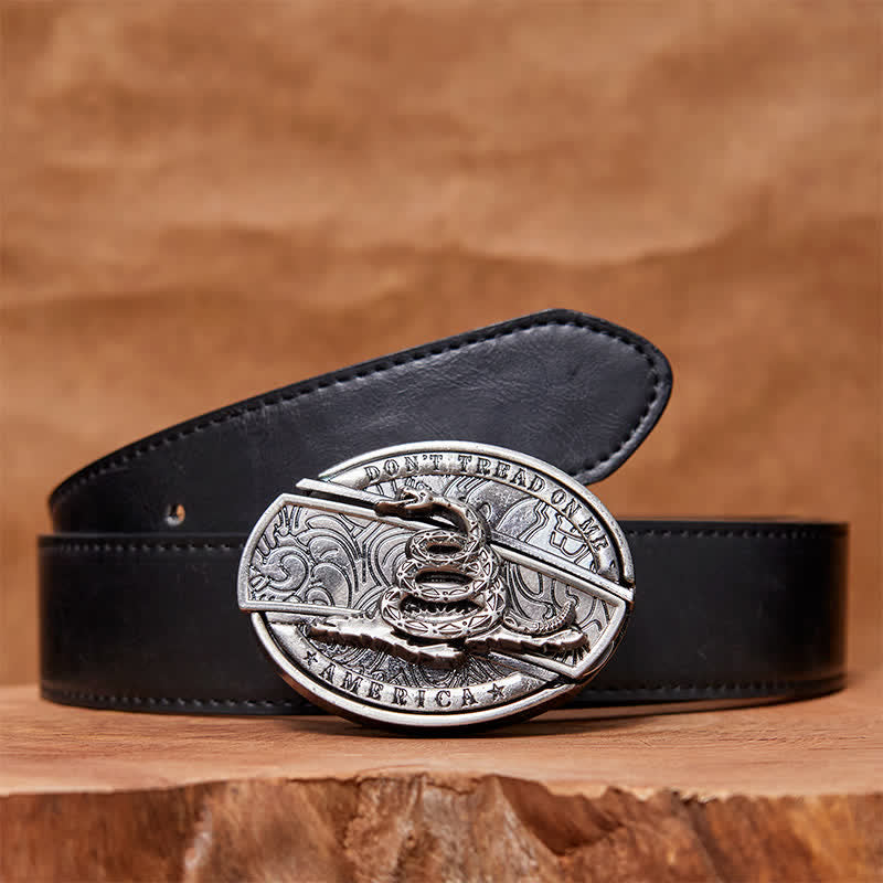 Ceinture en cuir pour homme avec couteau pliant caché Black Mamba