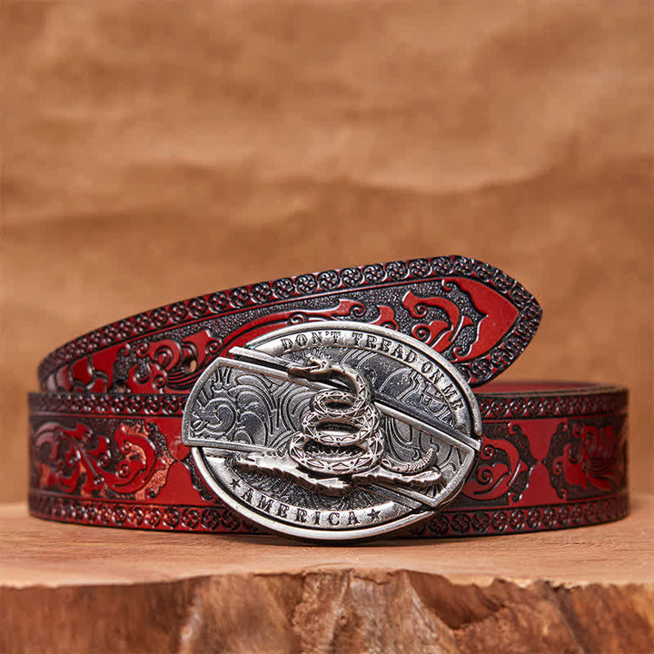 Ceinture en cuir pour homme avec couteau pliant caché Black Mamba