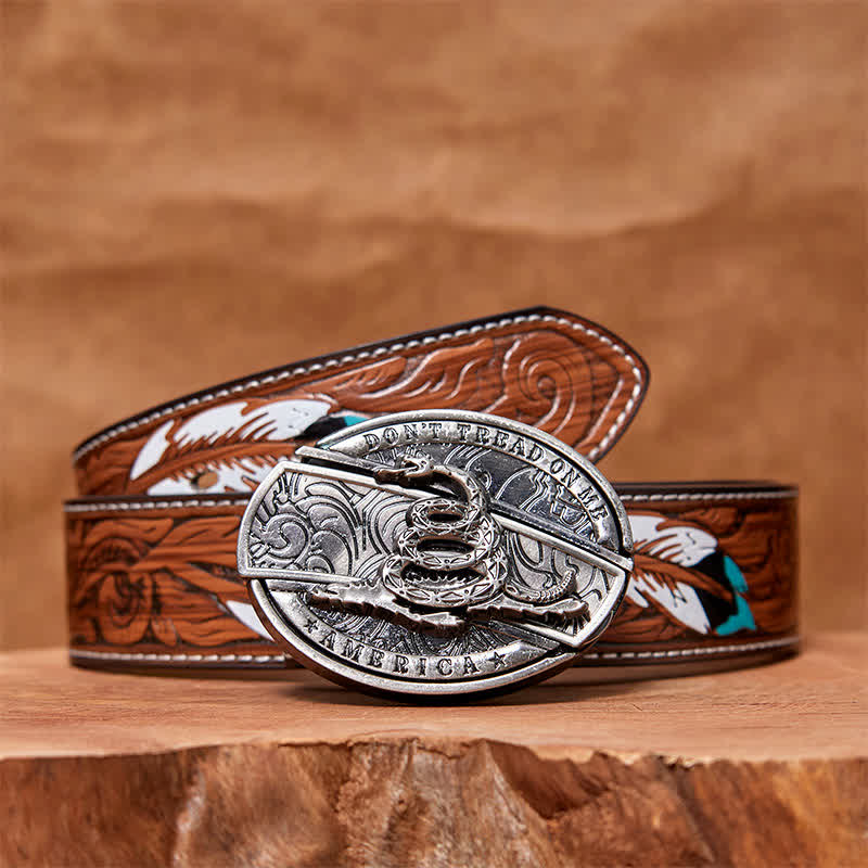 Ceinture en cuir pour homme avec couteau pliant caché Black Mamba