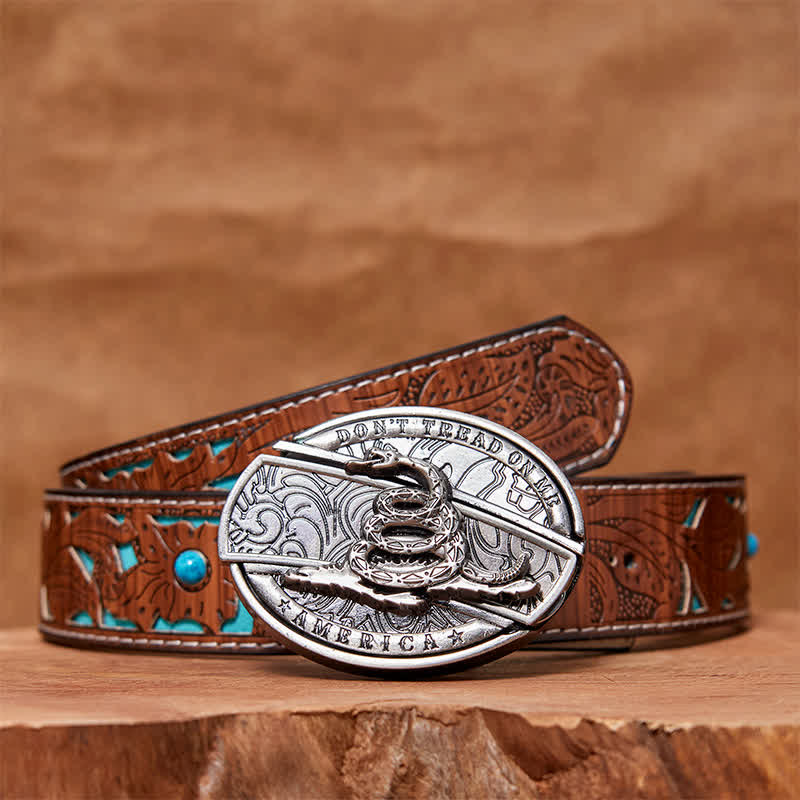 Ceinture en cuir pour homme avec couteau pliant caché Black Mamba