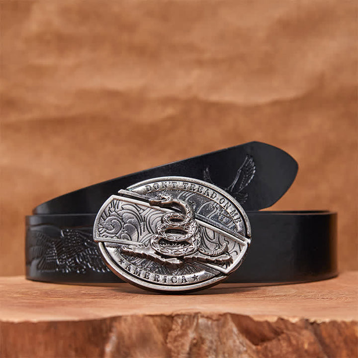 Ceinture en cuir pour homme avec couteau pliant caché Black Mamba