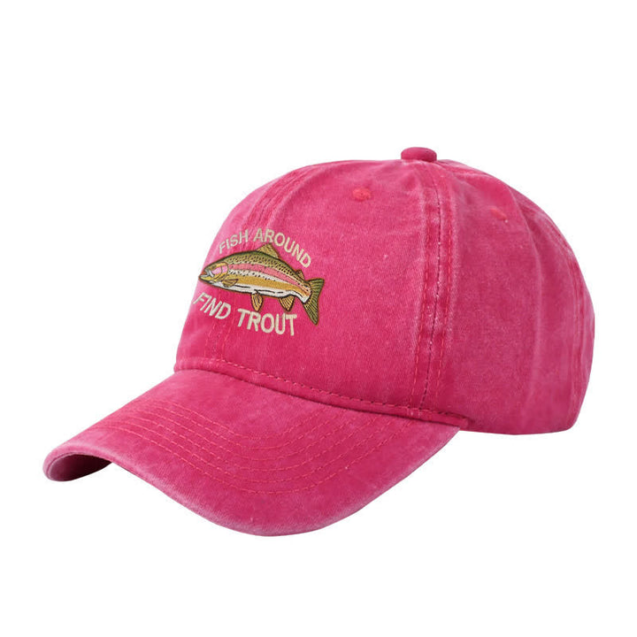 Casquette de baseball ajustable brodée « Fish Around Find Trout »