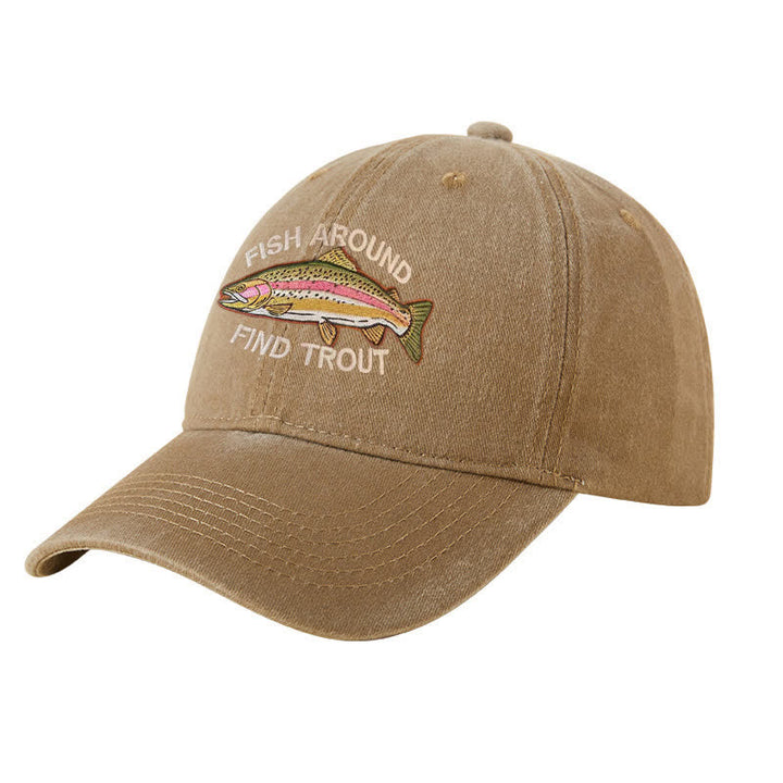 Casquette de baseball ajustable brodée « Fish Around Find Trout »